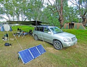 I loved this camp below Cobram on the Murray River. Everything about it was comfortable and the solar panels worked wonderfully well for the duration of the stay maintaining battery power for the three days before we moved.